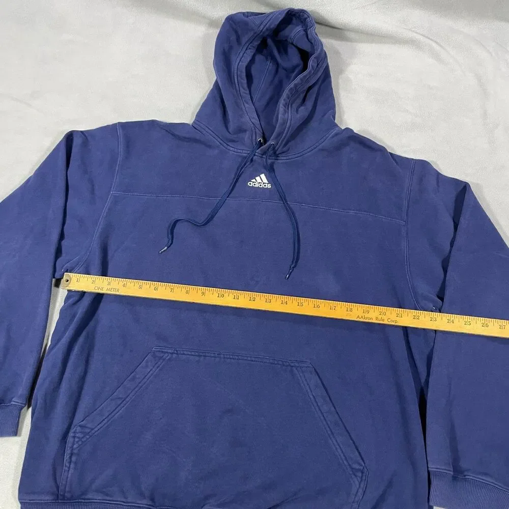 Vintage Y2K Adidas Center Logo Hoodie Men's Size Large Embroidered Pullover